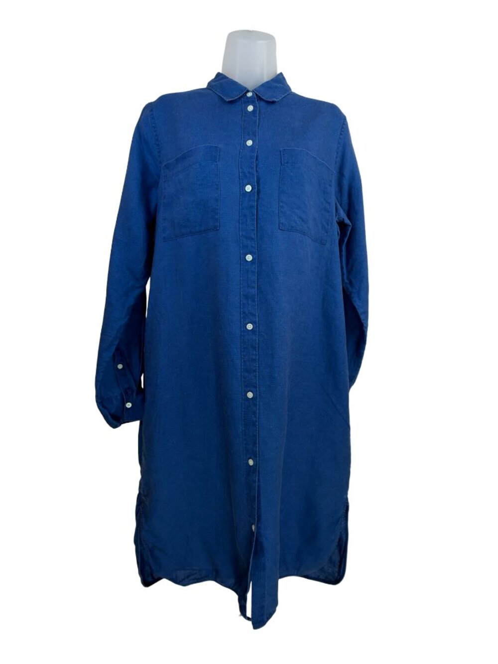 Everlane Blue Linen Long Sleeve Shirt Dress Midi Size 12